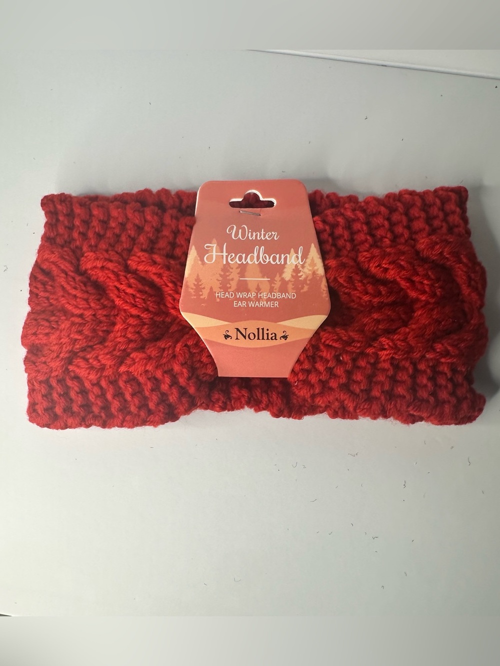 NWT Nollia Cable Knit Winter Headband Ear Warmer Red One Size
